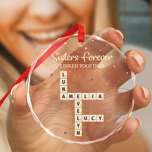 Brothers & Sisters Forever Linked Together Crossword Puzzle Art Personalized Glass Ornament HA75 898150