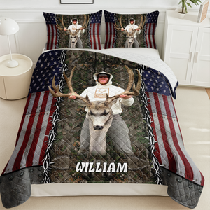 Custom Photo Deer Hunting Quilt Bedding Set For Hunting Lovers LM32 897287