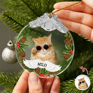Custom Photo Cat Metal Glass Ornament For Christmas HA75 897180