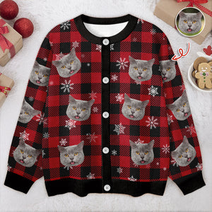 Custom Photo Christmas Ugly Cardigan Gift For Cat Lover CH07 899834