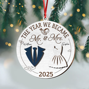 The Year We Became Mr And Mrs Layer Wooden Ornament Gift For Couples TH10 894831