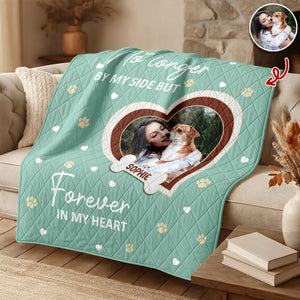 Custom Photo Paw Print Heart-shaped Dog Cat Memorial Quilt Blanket For Pet Lovers HO82 900672