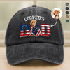 Custom Photo Dog Cat Dad With US 250 Washed Denim Baseball Cap HO82 901268
