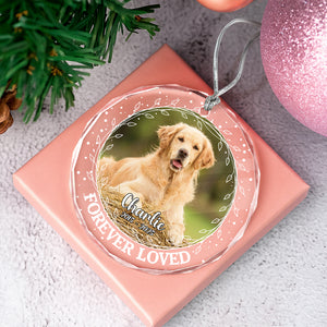 Custom Photo Forever Loved Christmas Glass Ornament Memorial Gift For Dog Lovers TH10 896403