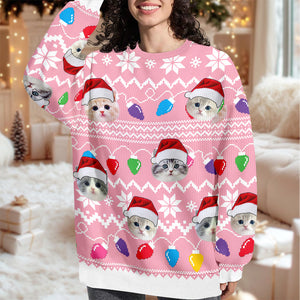 Custom Photo Xmas Leds Cat Ugly Sweater HO80 900080