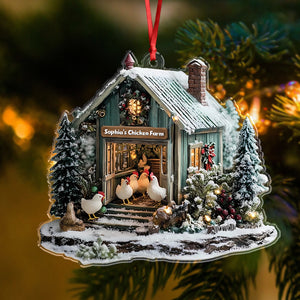 Personalized Chicken Farm Acrylic Ornament Farmhouse Christmas Ornament HA75 897052