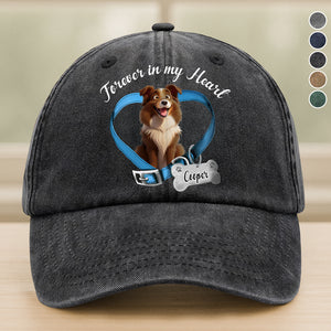 Custom Cute 3D Dog Forever In My Heart Memorial Washed Denim Baseball Cap HA75 898154