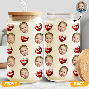 Custom Face Kid With Sweet Heart Glass Can With Lid Family Gift HA75 898330