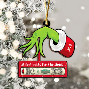 A Few Bucks for Christmas Grinchy Wood Money Holder Ornament LM32 897399