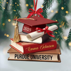 Graduation Cap With Books - Personalized Wooden Ornament Graduation Gifts LM32 897319