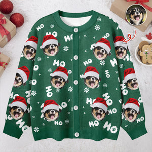 Custom Puppy Photo Ho Ho Ho Chritsmas Cardigan Gift For Pet Lovers CH07 899906