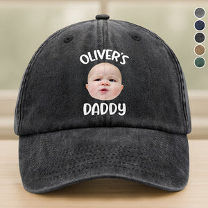 Custom Baby Face Photo Washed Denim Baseball Cap HA75 892870