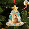 Custom Cute Cat Photo Sea Glass Christmas Acrylic Ornament For Cat Lovers LM32 895999
