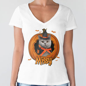 Custom Dog Cat Photo Halloween Pumpkin Bright Shirt HO82 894946
