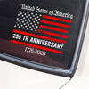 America 250th Anniversary Semiquincentennial Car Window Decal Sticker HO82 900864