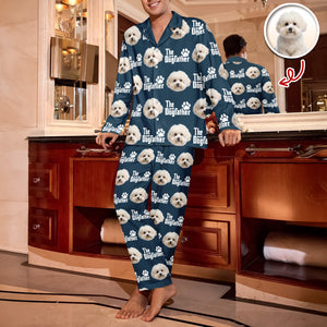 Custom Puppy Photo The Dog Father with Pawprints Design - Personalized Pajamas LM32 895753