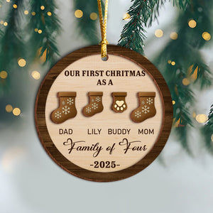 First Christmas As A Family Christmas Stockings - Personalized 2-Layered Wooden Ornament CH07 899338