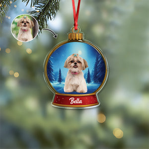 Custom Dog Photo Snow Globe With Name Acrylic Ornament Christmas Gift For Dog Lover CH07 896814