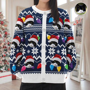 Custom Funny Photo Xmas Leds Cardigan Gift For Cat Lover HO82 900266