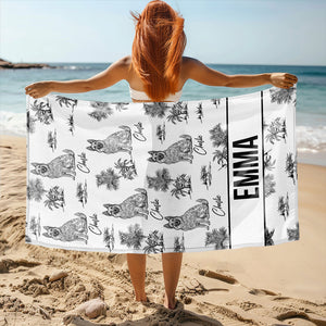 Custom Dog Breeds Chinoiserie Toile De Jouy Style Personalized Beach Towel HA75 892580