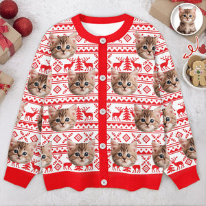 Custom Cat Photo Ugly Cardigan Gift For Cat Lovers LM32 897127