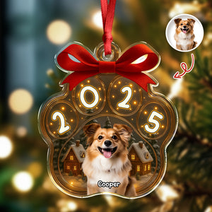 Custom Cute Dog Photo Personalized Dog Paw Christmas Acrylic Ornament CH07 896776