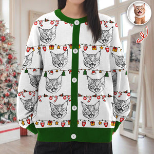 Custom Pet Photo Pencil Drawing Christmas Ugly Cardigan For Pet Lovers LM32 897133