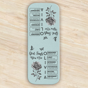 Gods Says I Am Name In Bible Toile De Jouy Style - Personalized Leather Magnetic Bookmark CH07 899538