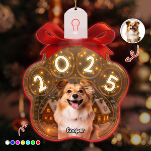 Custom Cute Dog Photo Personalized Dog Paw Christmas Led Ornament CH07 896778