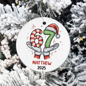 Personalized Funny Kids Six Seven Christmas Ornament, Funny Teen Grandkid Ceramic Ornament HA75 898302