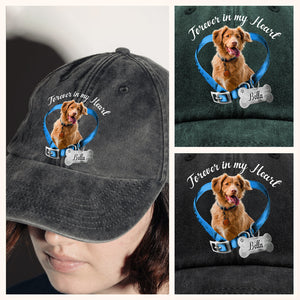 Custom Photo Forever In My Heart Memorial Washed Denim Baseball Cap HA75 892844
