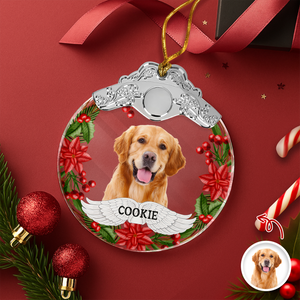 Custom Photo Dog Metal Glass Ornament For Christmas HA75 897168