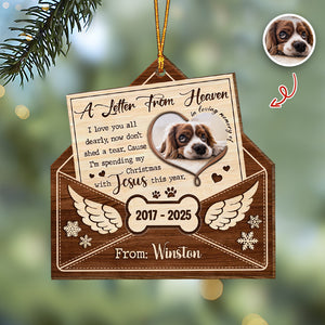 Custom Dog Photo A Letter From Heaven Sympathy Memorial Wooden Ornament LM32 895889