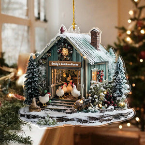 Personalized Chicken Farm Acrylic Ornament Farmhouse Christmas Ornament HA75 897052