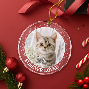 Custom Photo Forever Loved Christmas Glass Ornament Memorial Gift For Cat Lovers TH10 896405