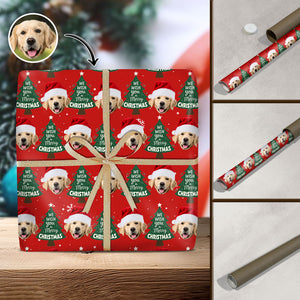 Funny Dog Santa Face Wrapping Paper We Wish You A Merry Christmas Wrapping Paper CH07 895472