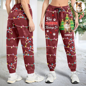Custom Photo This Human Belongs To Dog Sweatpants HA75 897652