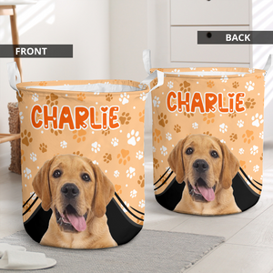 Custom Dog Photo Paws Off My Laundry - Personalized Laundry Basket CH07 896564