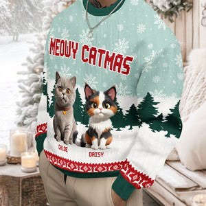 Personalized 3D Cute Cat Meowy Christmas Ugly Sweater For Cat Lovers LM32 895995
