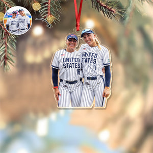 Custom Baseball Girl Besties Photo - Personalized Acrylic Ornament Gift For Baseball Lovers HO82 894680