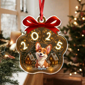 Personalized Cute Dog Paw Christmas Acrylic Ornament HA75 897570