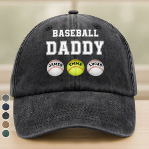 Baseball Dad - Personalized Washed Denim Baseball Cap TH10 896163