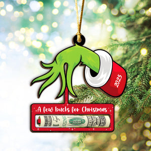 A Few Bucks for Christmas Grinchy Wood Money Holder Ornament LM32 897399