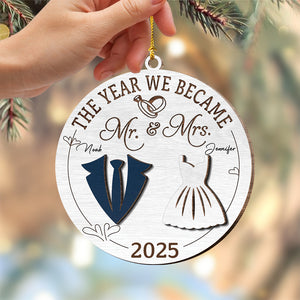 The Year We Became Mr And Mrs Layer Wooden Ornament Gift For Couples TH10 894831