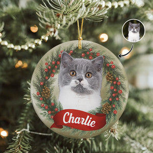 Custom Photo Cat Personalized Ceramic Ornament Christmas Gift For Cat Lovers HA75 897046