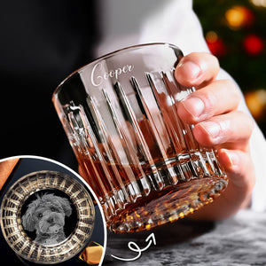 Custom Your Dog Photo And Name Vertical Line Whiskey Glass TH10 894515