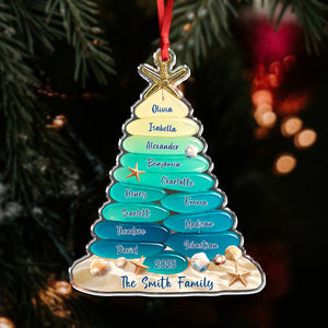 Custom family Name Sea Glass Family Tree 2D Flat Acrylic Ornament CH07 899860