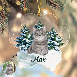 Custom Photo Cat Paw Shaped Acrylic Ornament Christmas Gift For Cat Lovers HA75 897062