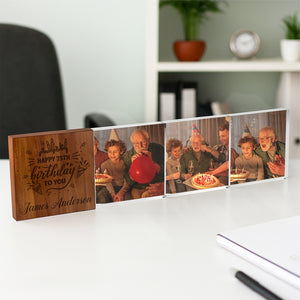 Custom Birthday Photo Wooden & Acrylic Photo Block Set Gift For Family CH07 896348