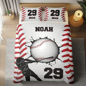 Custom Name And Number - Personalized Quilt Bedding Set For Baseball Lovers TH10 896695